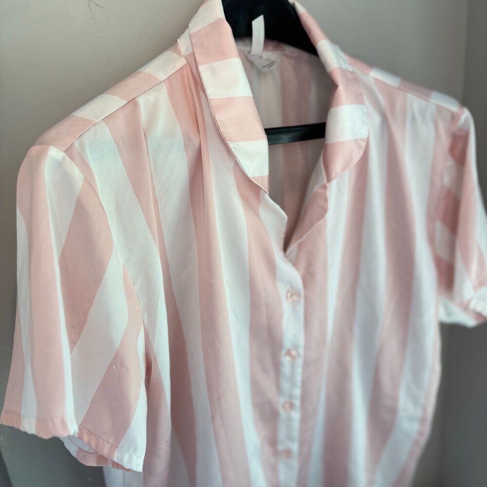 flora by Flora Nikrooz Pink and White Pajama Set (Size Medium)
